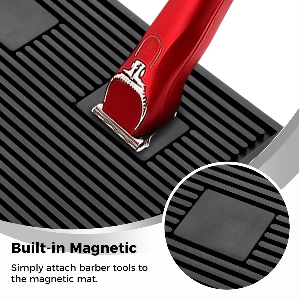 Barber Tool Organizer Mat Flexible Silicone Barber Tool Pad Magnetic Salon Barbershop Work Station Pad Barbershop Counter Mat