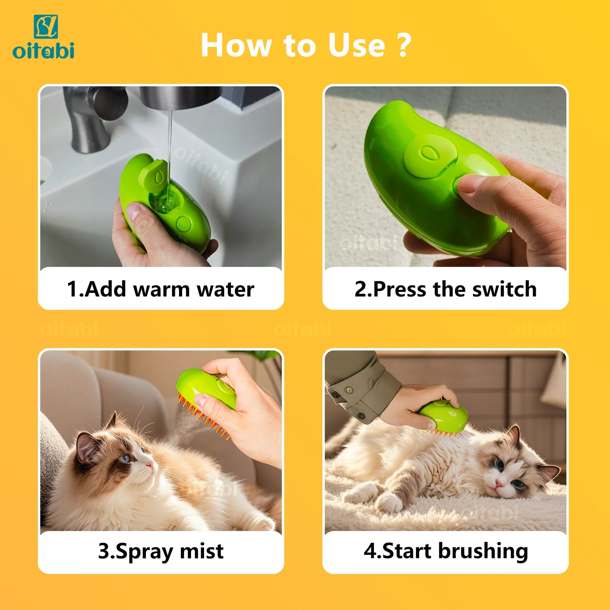 Cat Steam Brush, 3 in 1 Cat Steamy Brush, Silicone Massage Grooming Brush, Pet Hair Cleaning Brush Comb for Cats Dogs
