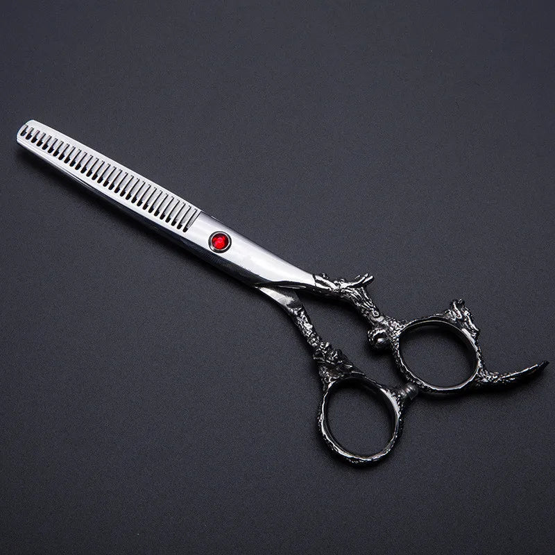 Professional 6 Inch Japan 440C Dragon Hair Scissors Bag Set Cutting Scissor Barber Thinning Shears Scisors Hairdressing Scissors