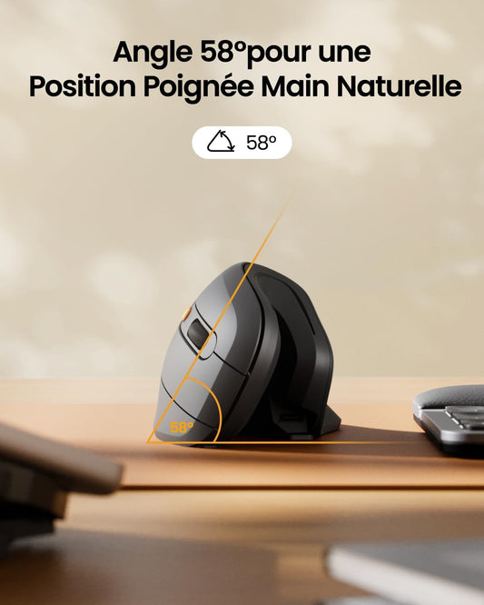 Ergonomic Wireless Vertical Mouse – Multi-Device with Adjustable DPI