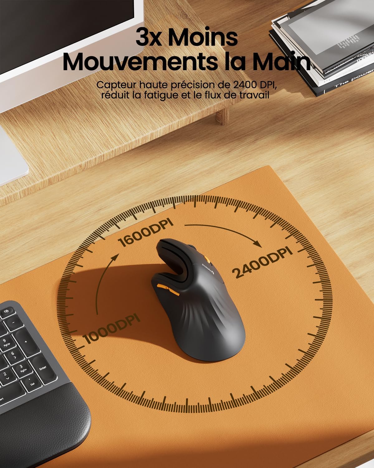 Ergonomic Wireless Vertical Mouse – Multi-Device with Adjustable DPI