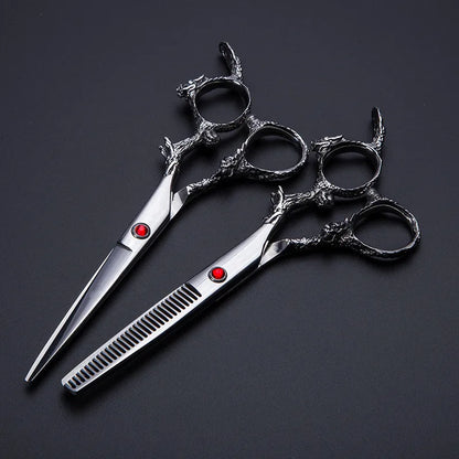 Professional 6 Inch Japan 440C Dragon Hair Scissors Bag Set Cutting Scissor Barber Thinning Shears Scisors Hairdressing Scissors
