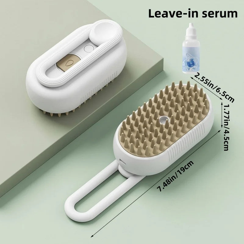 Dog and Cat Steam Spray Brush, 3-In-1 Pet Rechargeable Silicone Spray Brush for Massaging, Cleaning and Removing Loose Hair
