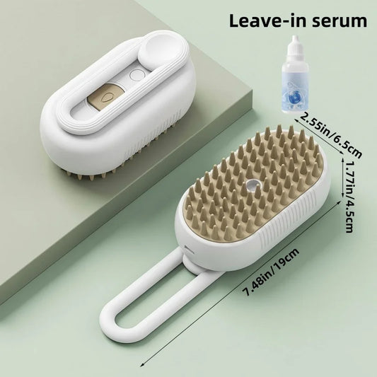 Dog and Cat Steam Spray Brush, 3-In-1 Pet Rechargeable Silicone Spray Brush for Massaging, Cleaning and Removing Loose Hair