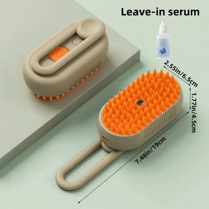 Dog and Cat Steam Spray Brush, 3-In-1 Pet Rechargeable Silicone Spray Brush for Massaging, Cleaning and Removing Loose Hair