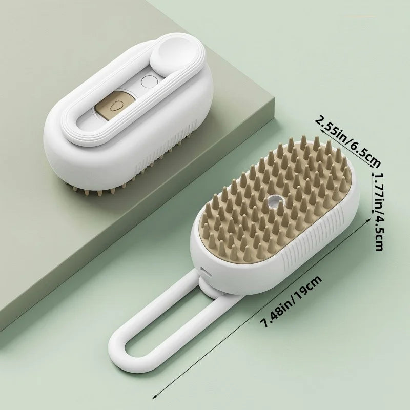 Dog and Cat Steam Spray Brush, 3-In-1 Pet Rechargeable Silicone Spray Brush for Massaging, Cleaning and Removing Loose Hair