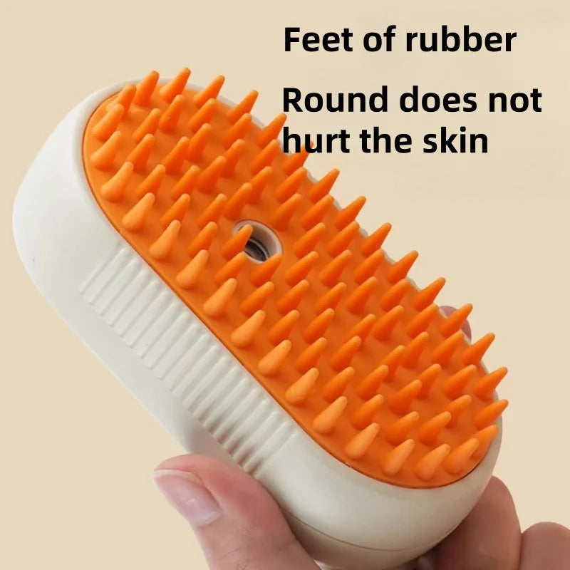 Dog and Cat Steam Spray Brush, 3-In-1 Pet Rechargeable Silicone Spray Brush for Massaging, Cleaning and Removing Loose Hair