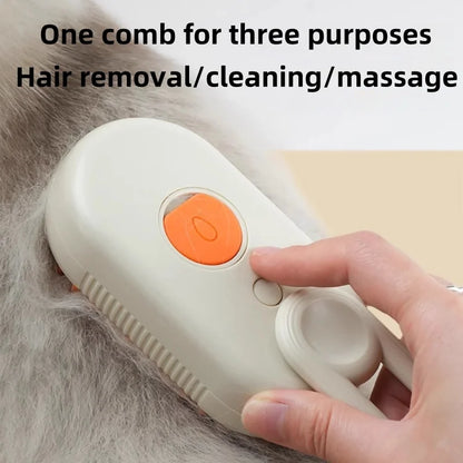Dog and Cat Steam Spray Brush, 3-In-1 Pet Rechargeable Silicone Spray Brush for Massaging, Cleaning and Removing Loose Hair